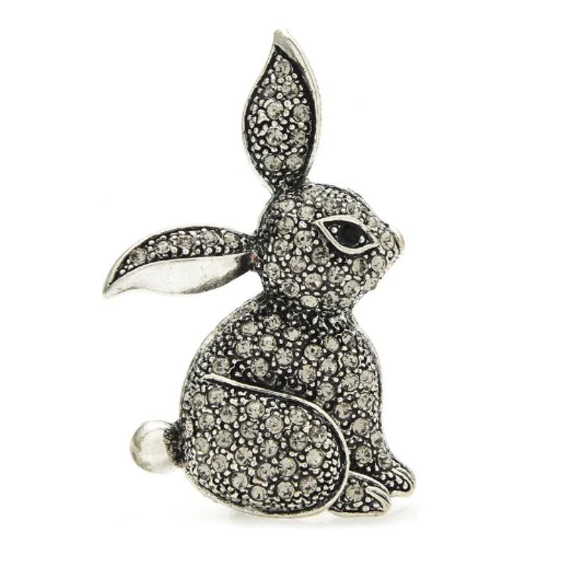 Sparkly 3D Bunny Rabbit Pin Pave Crystals Brooch - Click Image to Close